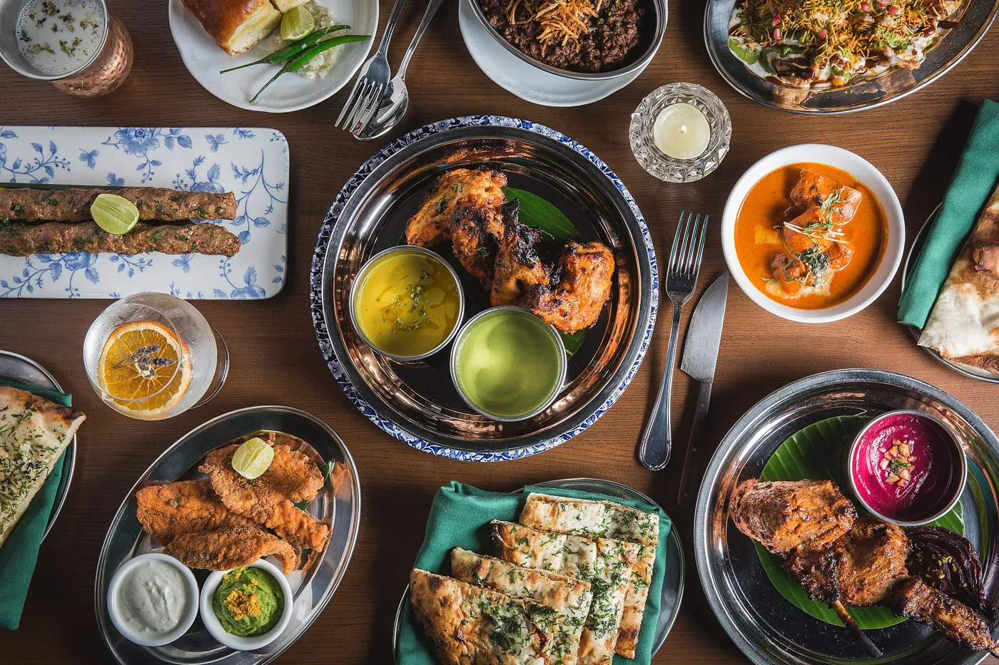 A spread of Indian dishes for catering